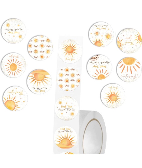First trip around the sun stickers, Sun Stickers, Sun Party, Sun 1st Birthday, Boho Sun Baby Shower, Sun, sunshine stickers Il_570xn