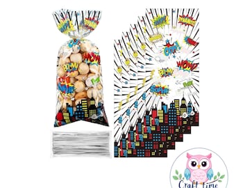 Super hero  treat Bags, Super hero favor Bags, super hero birthday, Super hero  party favors, super hero cellophane bags, super hero