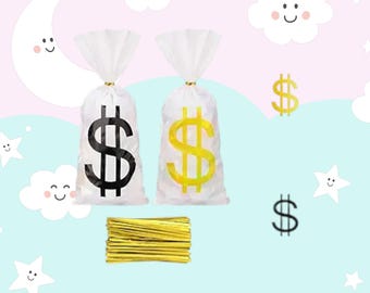 money bag Theme Party Treats Bags, money party, money bag Candy Bags, cash party, money Birthday, cash treat bags Party, money bag