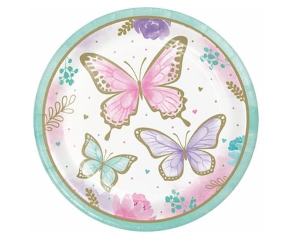 9” Butterfly Plates, Pastel Butterfly, Butterfly Party, Butterfly Baby Shower, Butterfly Birthday, Butterfly Decorations, Gold Butterfly Il_570xn