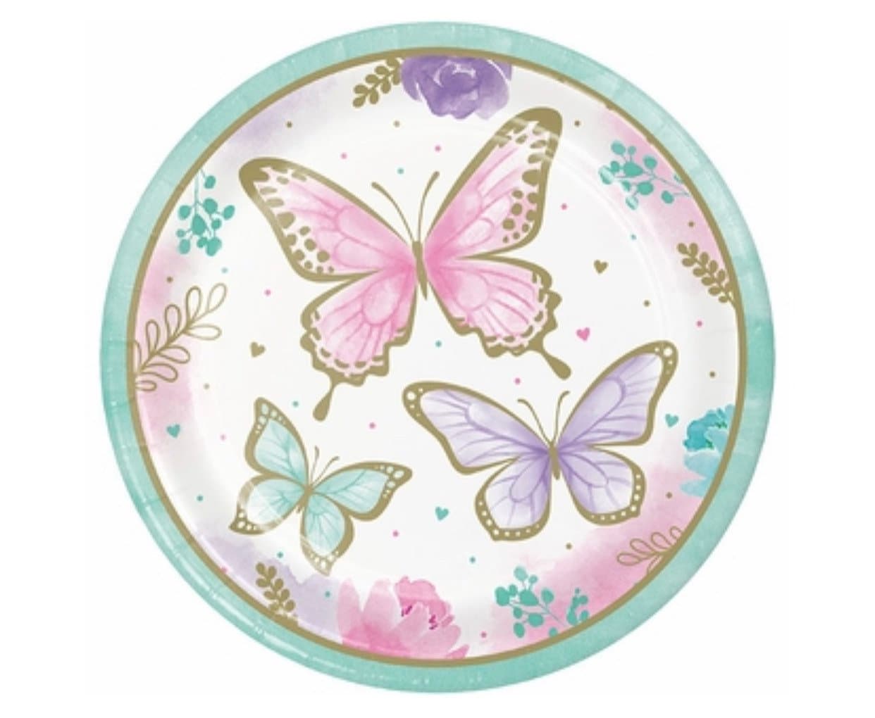 9 Butterfly Plates Pastel Butterfly Butterfly Party Butterfly Baby Shower Butterfly Birthday Butterfly Decorations Gold