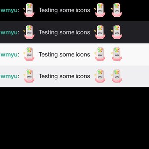 May include: A digital illustration of a pink and white phone with a rainbow screen and the text "UWU" on the screen. The phone has a gold star on the top and is surrounded by a pink and white frame. The text "Testing some icons" is displayed above the phone.