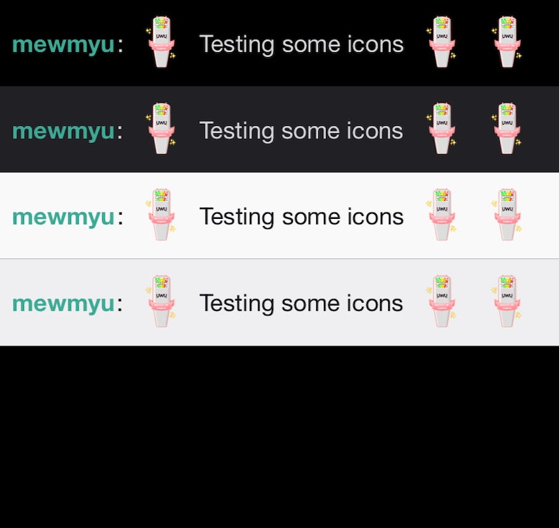 May include: A pink and white container with a colorful design and the text "UWU" on it. The container is decorated with stars and has a pink ribbon. The text "Testing some icons" is also visible in the image.