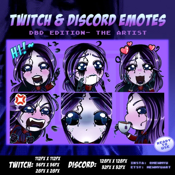 Artiste Carmina Mora Dbd Chibi Twitch Discord Emotes Etsy France