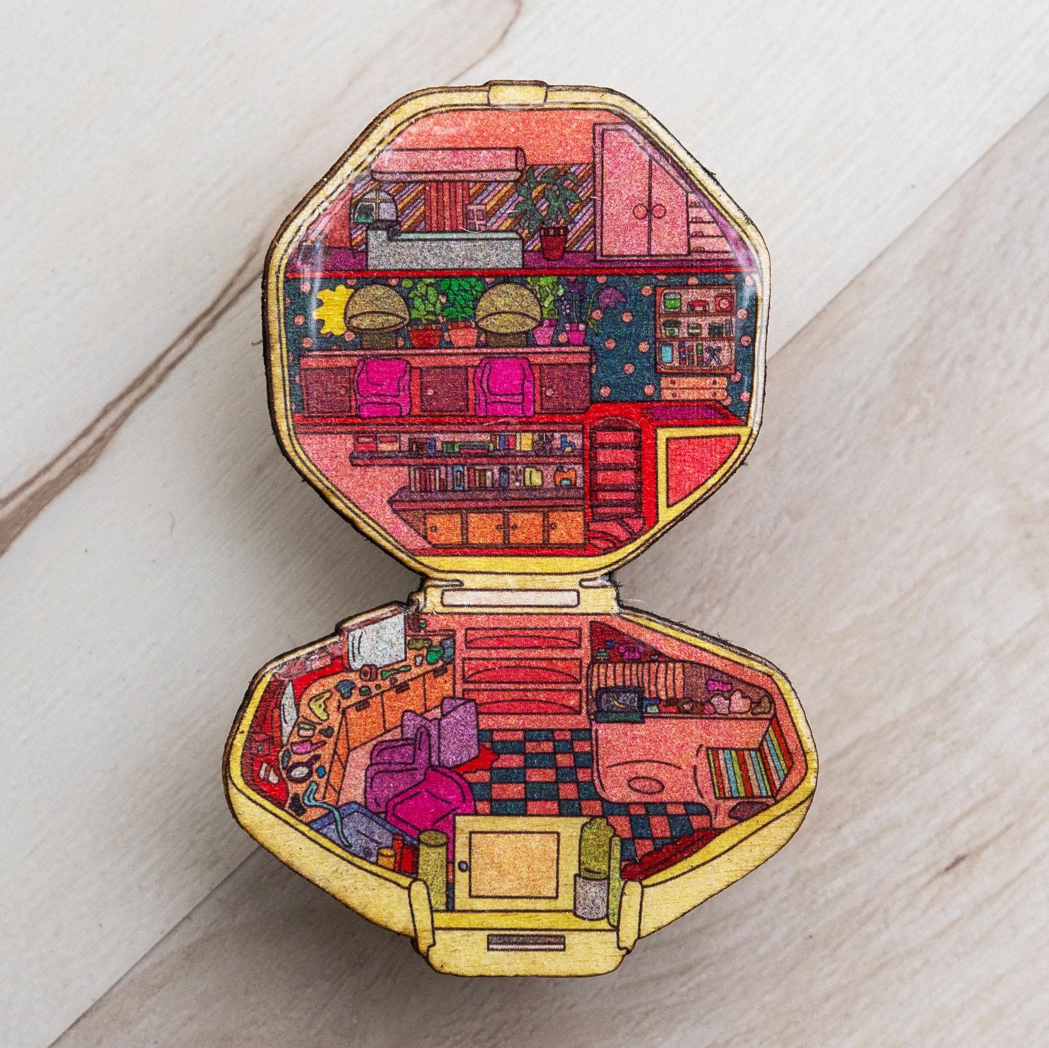Compact Pocket Polly Pin Brooch - Etsy