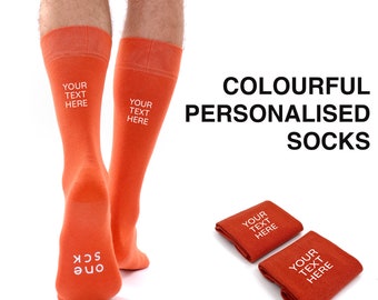 Colourful Personalised Custom Socks in Box, Personalised Valentines Day, Birthday, Fathers Day Gift, Add Text, Name, Initials for Men