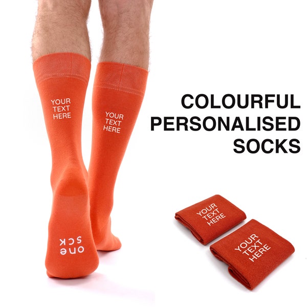 Chaussettes personnalisées colorées dans une boîte, Saint-Valentin personnalisées, anniversaire, cadeau de fête des pères, ajout de texte, nom, initiales pour homme