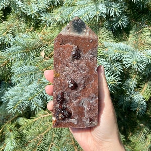 Sphalerite with Garnet Tower, twr176, Druzy Sphalerite Crystal