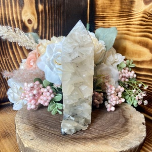 Large Calcite, Sphalerite, and Garnet Tower, twr126, Druzy Sphalerite Crystal