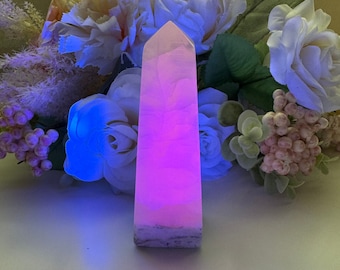 Torre de calcita rosa, punta de calcita mangano rosa, torre de cristal, twr259.7