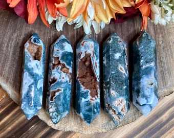 Moss Agate Double Point, twr357, Moss Agate Double Terminated, Crystal DT