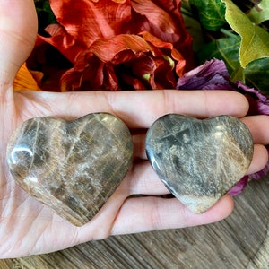 Black Moonstone Heart, shp194 Crystal Heart, Sunstone Heart, Blue Moonstone Heart, Sunstone and Moonstone