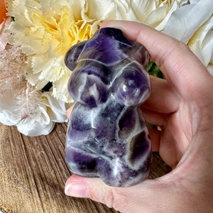 Dream Amethyst Goddess Carving, crv433.7, Crystal Goddess Carving, Curvy Female Body Carving, Crystal Female Body Carving