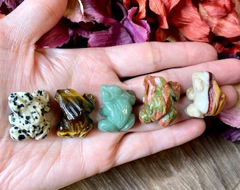 Mini Crystal Frog, crv121, Black Obsidian Frog, Dalmatian Jasper Frog, Moss Agate Frog, Ocean Jasper Frog, Crazy Agate Frog, Flower Agate
