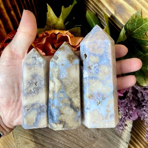 Blue Flower Agate Tower, RARE Blue Flower Agate Point, twr289, Druzy Flower Agate, Crystal Tower