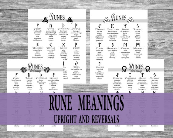 Rune Meanings Upright and Reversals Runes Cheat Sheets Rune | Etsy