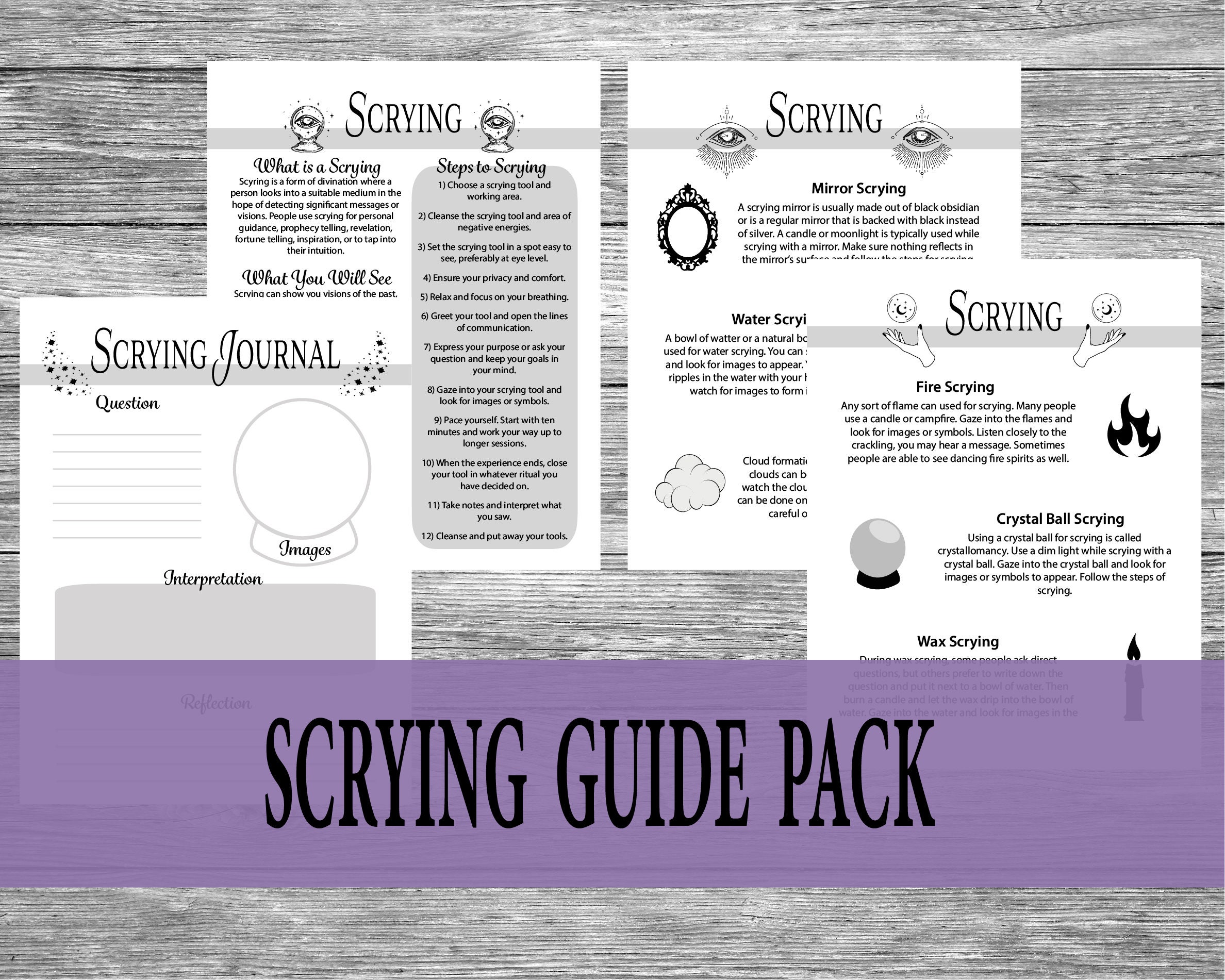 Scrying Guide Pack Scrying Cheat Sheet Crystal Ball Reading Etsy