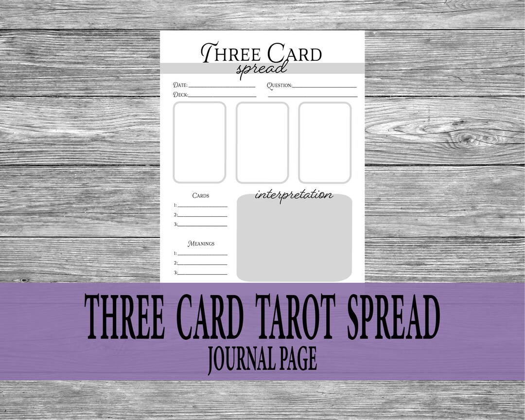 Tarot Spread Journal Sheets, Three Card Spread Tarot Spread Journal ...