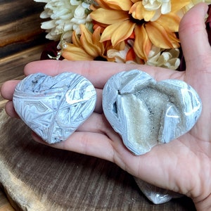 Corazón de ágata de encaje mexicano blanco, shp213, Corazón de cristal