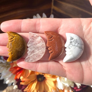 Mini Moon Face, crv152, Mini Crystal Moon Carving, Crystal Moon