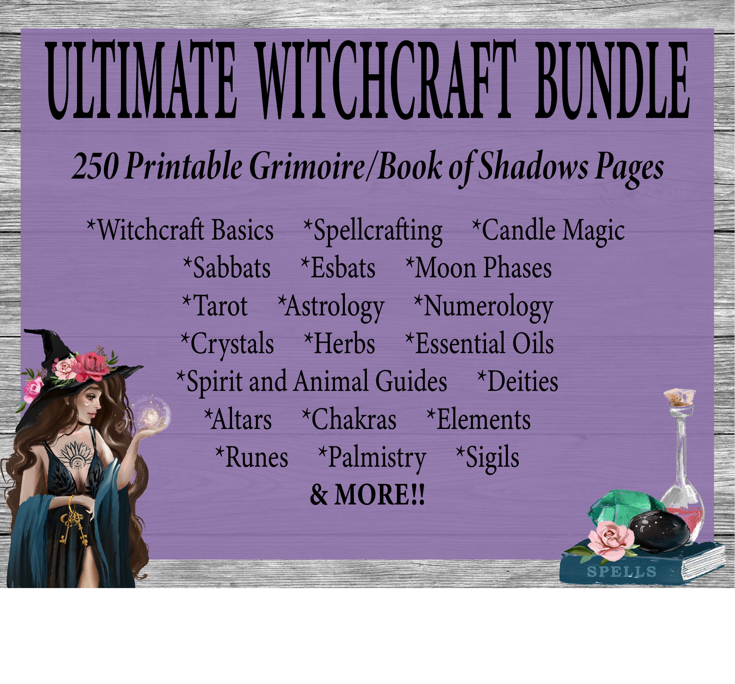 Ultimate Witchcraft Bundle, Digital Book of Shadows, Witch Journal Pa…