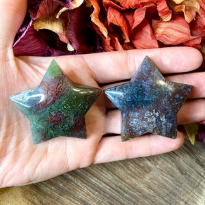 Moss Agate Star, Crystal Star, Red Moss Agate, Colorful Moss Agate Star