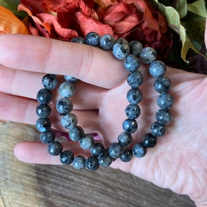 Larvikite Bracelet, Crystal Bracelet, Larvikite Bead Bracelet