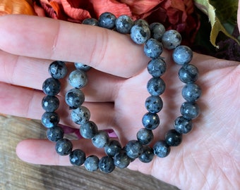 Larvikite Bracelet, Crystal Bracelet, Larvikite Bead Bracelet