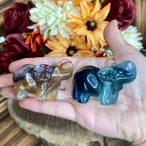 Rainbow Fluorite Elephant, crv445, Crystal Elephant, Fluorite Elephant