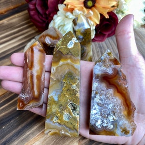 Colorful Glazed Agate Tower, twr275, Druzy Agate Tower, Crystal Point, Agate Obelisk