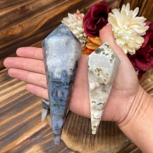 Moss Agate Wand, twr334, Crystal Wand, Moss Agate Point