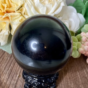 Black Tourmaline Sphere, sph125, #4, 68mm, Crystal Sphere