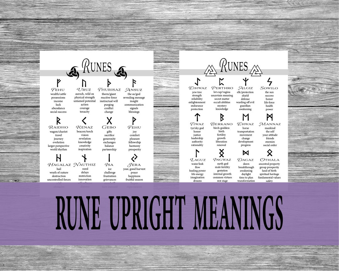 Rune Upright Meanings Runes Cheat Sheets Rune Stones Digital - Etsy