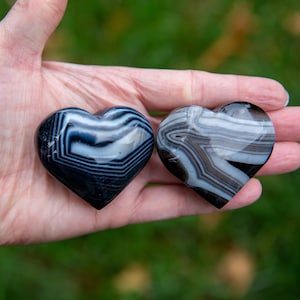 Black Agate Heart, Crystal Heart, Black Sardonyx, shp126