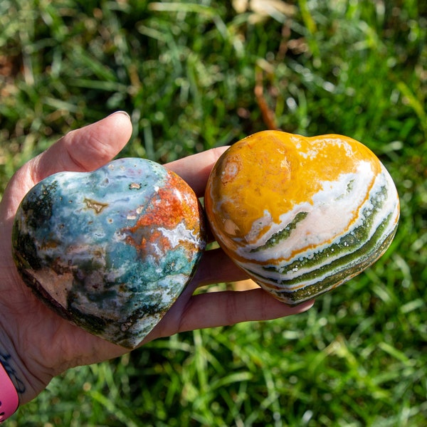 Large Ocean Jasper Heart, OJ Heart, shp184, Crystal Heart