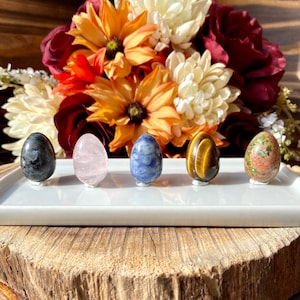 Mini Crystal Egg, Rose Quartz Egg, crv264, Tiger&#39;s Eye Egg, Howlite Egg, Unakite Egg