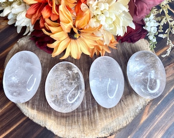 Clear Quartz Palm Stone, shp101, Crystal Palm Stone