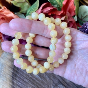 Yellow Calcite Bracelet, Crystal Bracelet, Orange Calcite Bead Bracelet