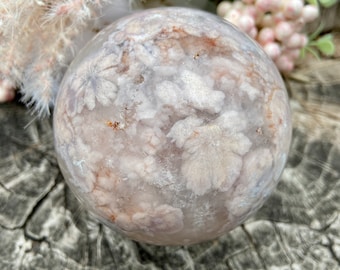 Druzy Flower Agate Sphere, sph135, #3, 80mm, Pink Flower Agate Sphere