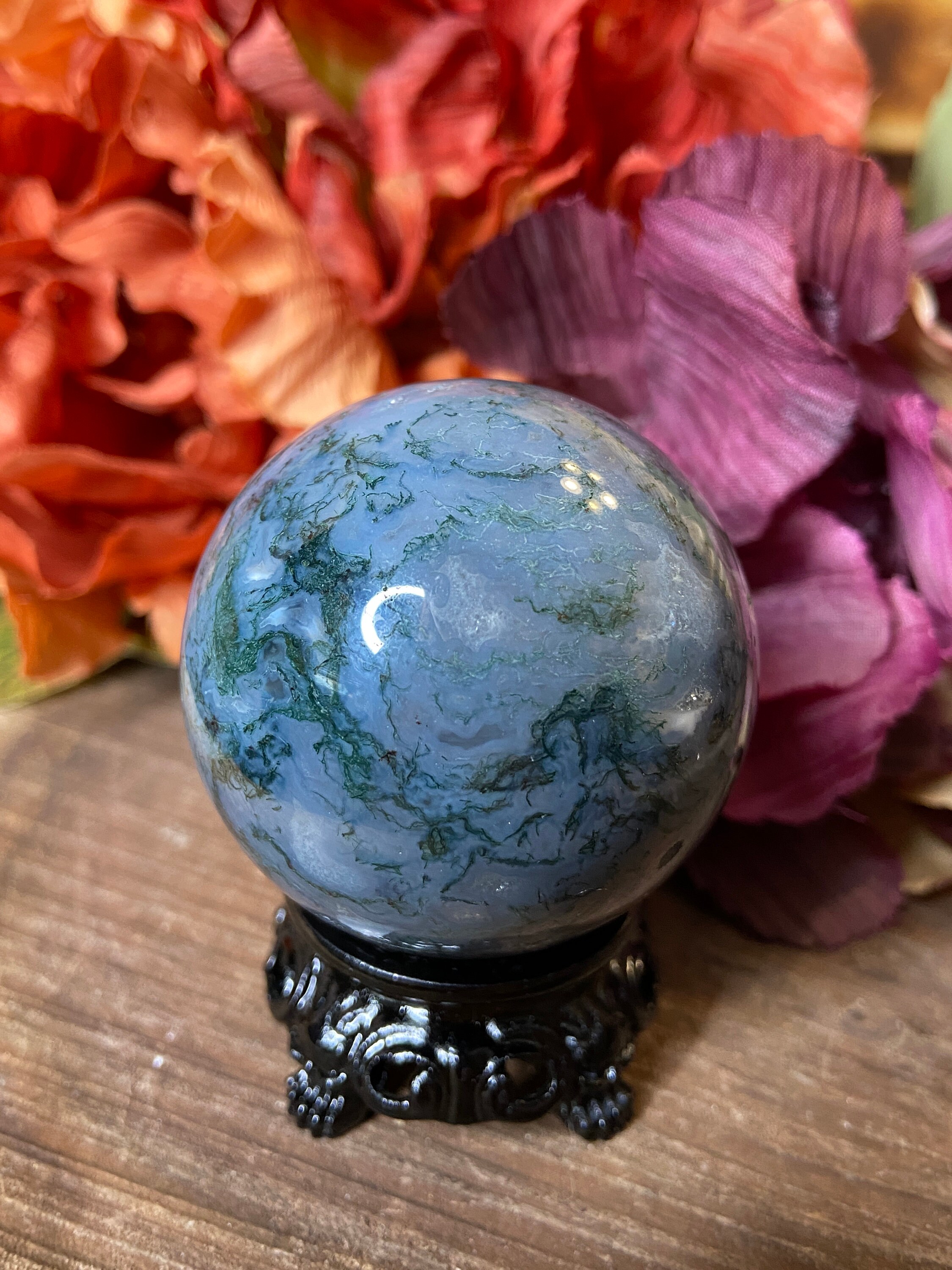 モスアゲート スフィア、sph123、#11、49 mm 大型モスアゲート