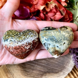 Ocean Jasper Heart, shp189, Large Crystal Heart, Ocean Jasper with Orbs, Orbicular OJ