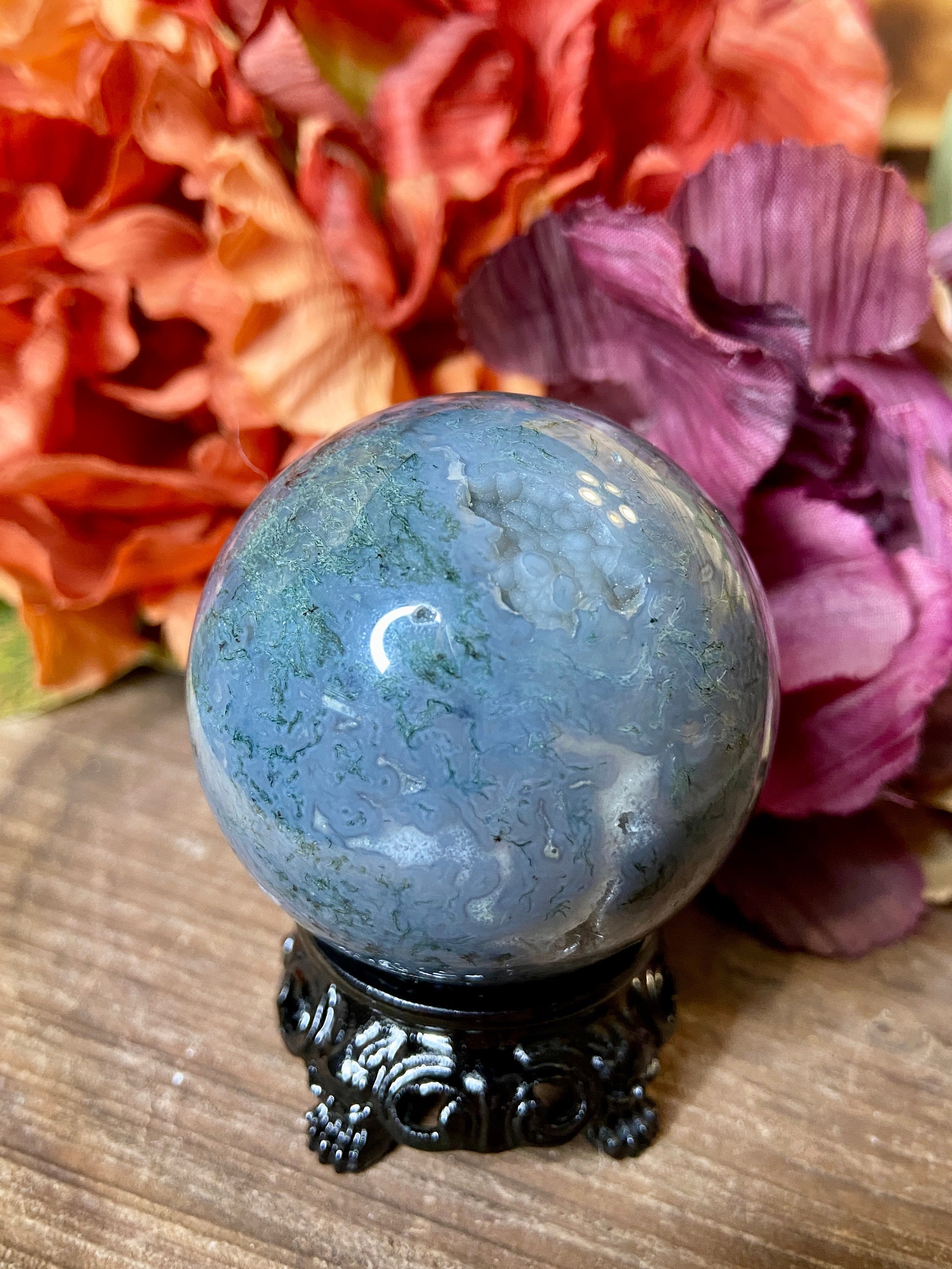 モスアゲート スフィア、sph123、#11、49 mm 大型モスアゲート