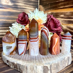 Sardonyx Tower, twr217, Druzy Red Agate Tower, Crystal Tower