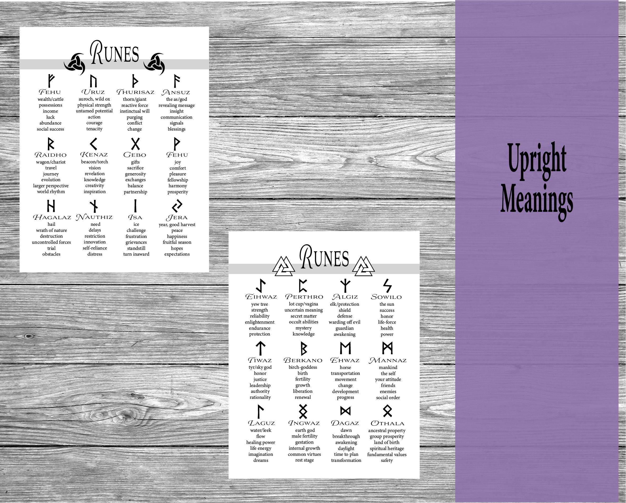 Rune Upright Meanings Runes Cheat Sheets Rune Stones Digital - Etsy