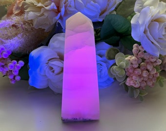 Torre de calcita rosa, punta de calcita mangano rosa, torre de cristal, twr259.3