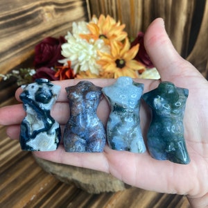 Moss Agate Body, crv446, Moss Agate Male Body, Crystal Goddess Carving, Moss Agate Female Body Carving, Crystal Female Body Carving