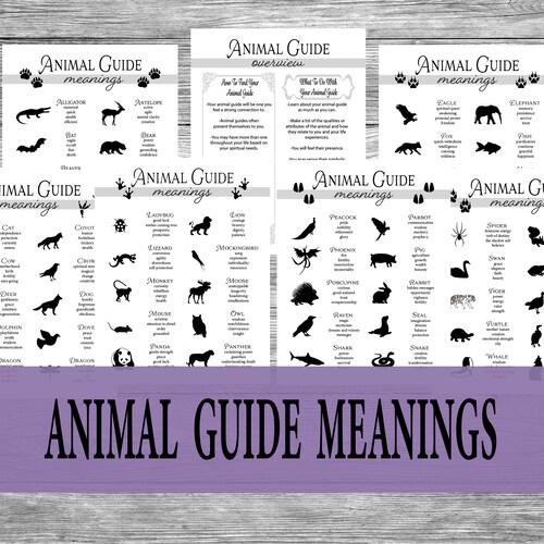 Animal Guide Pack Spirit Animals Cheat Sheet Totem Animals - Etsy Ireland