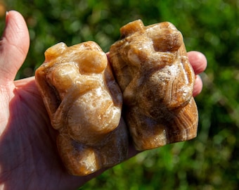 Chocolate Calcite Pregnant Body Carving, Goddess Carving, Crystal Female Body, crv269