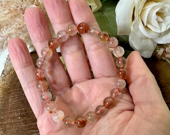 Fire Quartz Bracelet, Crystal Bracelet, Bead Bracelet