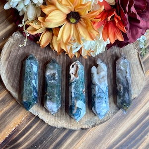 Moss Agate Double Point, twr281, Moss Agate Double Terminated, Crystal DT